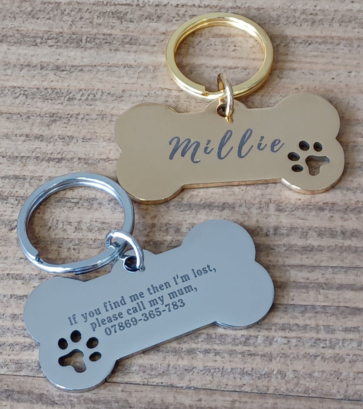 Personalised Bone & Paw Pet ID Tag - Engraved Both Sides