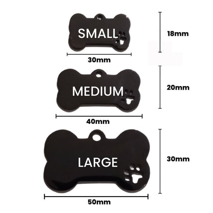Personalised Bone & Paw Pet ID Tag - Engraved Both Sides