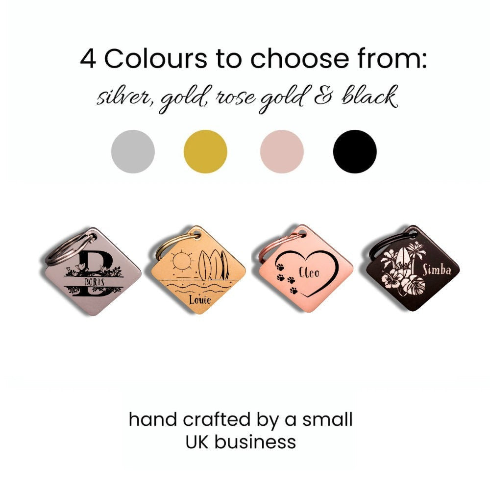 Personalised Diamond Pet ID Tag - Engraved Both Sides