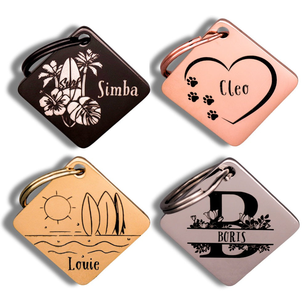 Personalised Diamond Pet ID Tag - Engraved Both Sides