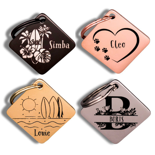 Personalised Diamond Pet ID Tag - Engraved Both Sides